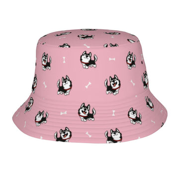 Cheerful Husky Love Bucket Hat Light Pink One Size 17 360x