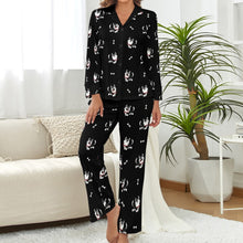 Load image into Gallery viewer, Cheerful Husky Love Pajamas Set for Women-Midnight Black-XS-9