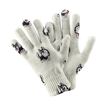 Cheerful Husky Love Touch Screen Gloves White 360x
