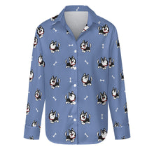 Load image into Gallery viewer, Cheerful Husky Love Women's Shirt-S-CornflowerBlue-9