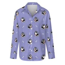 Load image into Gallery viewer, Cheerful Husky Love Women's Shirt-S-CornflowerBlue_1-18