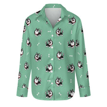 Load image into Gallery viewer, Cheerful Husky Love Women's Shirt-S-MediumAquaMarine-13