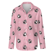 Load image into Gallery viewer, Cheerful Husky Love Women's Shirt-S-Pink-1