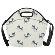 Load image into Gallery viewer, Cheerful Husky Pup Neoprene Lunch Bag-Ivory-ONESIZE-1