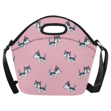 Load image into Gallery viewer, Cheerful Husky Pup Neoprene Lunch Bag-Pink-ONESIZE-5