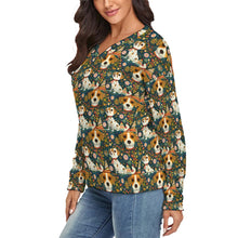 Load image into Gallery viewer, Cheerful Jack Russell's Jamboree Women's V-Neck Christmas Sweater-Apparel-Apparel,Christmas,Dog Mom Gifts,Jack Russell Terrier,Sweater,Sweatshirt-4