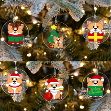 Load image into Gallery viewer, Cheerful Merry Corgi Christmas Tree Ornaments - 6 Designs-Christmas Ornament-Christmas, Corgi-All 6 Designs (3 + 3 Free)-1