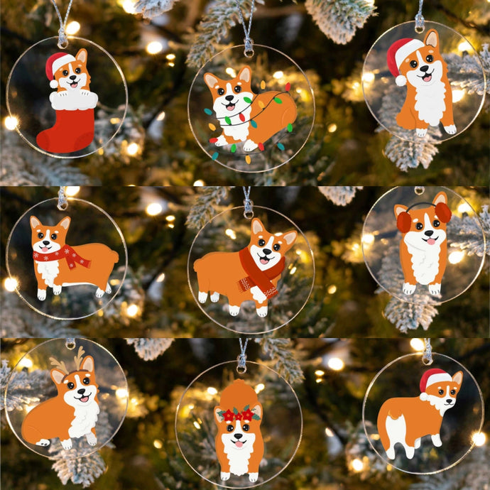 Joyful Corgi Christmas Tree Ornaments - 9 Designs-Christmas Ornament-Christmas, Corgi-All 9 Designs (5 + 4 Free)-1