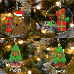Merry Dachshund Christmas Tree Ornaments - 3 Designs Bundle-Christmas Ornament-Christmas, Dachshund-All 3 Designs (2 + 1 Free)-1