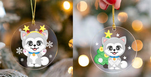 Merry Silver Husky Christmas Tree Ornaments-Christmas Ornament-Christmas, Siberian Husky-Bundle of 2-2