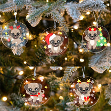 Load image into Gallery viewer, Merry Fawn Pug Christmas Tree Ornaments - 5 Designs Bundle-Christmas Ornament-Christmas, Pug-All 5 Designs (3 + 2 Free)-1