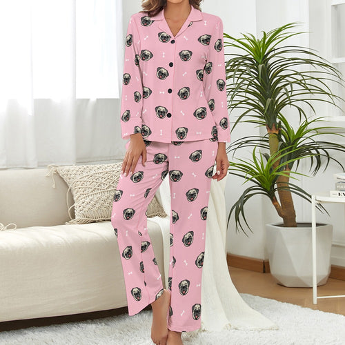 Cheerful Pug Charm Pajamas Set for Women-7