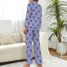 Load image into Gallery viewer, Cheerful Pug Charm Pajamas Set for Women-S-CornflowerBlue_1-27