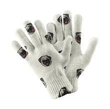 Load image into Gallery viewer, Cheerful Pug Charm Touch Screen Gloves-Accessories-Accessories,Dog Dad Gifts,Dog Mom Gifts,Gloves-White-2