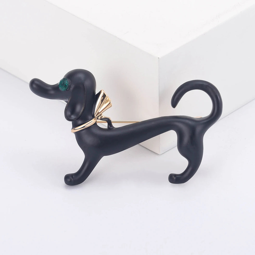 Chic Black Dachshund Brooch – Dog Pin-Black1461-BK-1