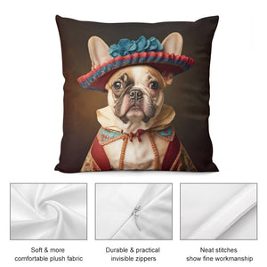 Chic Chapeau Charm Fawn French Bulldog Plush Pillow Case-Cushion Cover-Dog Dad Gifts, Dog Mom Gifts, French Bulldog, Home Decor, Pillows-5