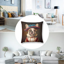 Load image into Gallery viewer, Chic Chapeau Charm Fawn French Bulldog Plush Pillow Case-Cushion Cover-Dog Dad Gifts, Dog Mom Gifts, French Bulldog, Home Decor, Pillows-8