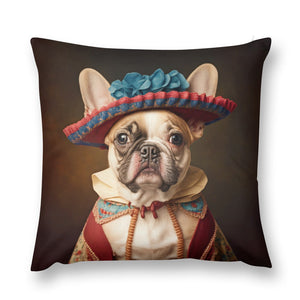 Chic Chapeau Charm Fawn French Bulldog Plush Pillow Case-Cushion Cover-Dog Dad Gifts, Dog Mom Gifts, French Bulldog, Home Decor, Pillows-12 "×12 "-1