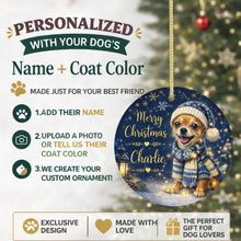 Load image into Gallery viewer, Chihuahua Christmas Ornament - Cozy Winter Pet Portrait Design - Personalize with Photo and Name-Christmas Ornament-Christmas,Christmas Ornament,Personalize Artwork-2