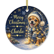 Load image into Gallery viewer, Chihuahua Christmas Ornament - Cozy Winter Pet Portrait Design - Personalize with Photo and Name-Christmas Ornament-Christmas,Christmas Ornament,Personalize Artwork-3