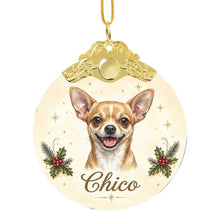 Load image into Gallery viewer, Chihuahua Christmas Ornament - Gold Crown Dog Portrait - Personalized with Photo and Name-Christmas Ornament-Christmas,Christmas Ornament,Personalize Artwork-3