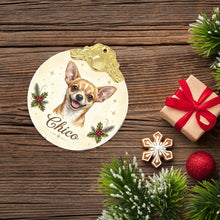 Load image into Gallery viewer, Chihuahua Christmas Ornament - Gold Crown Dog Portrait - Personalized with Photo and Name-Christmas Ornament-Christmas,Christmas Ornament,Personalize Artwork-7