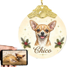 Load image into Gallery viewer, Chihuahua Christmas Ornament - Gold Crown Dog Portrait - Personalized with Photo and Name-Christmas Ornament-Christmas,Christmas Ornament,Personalize Artwork-1