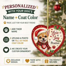 Load image into Gallery viewer, Chihuahua Christmas Ornament - Love &amp; Joy Heart Shaped Portrait - Personalized with Name-Christmas Ornament-Chihuahua,Christmas,Personalize Artwork-2