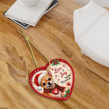 Load image into Gallery viewer, Chihuahua Christmas Ornament - Love &amp; Joy Heart Shaped Portrait - Personalized with Name-Christmas Ornament-Chihuahua,Christmas,Personalize Artwork-7