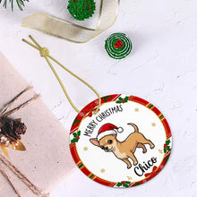 Load image into Gallery viewer, Chihuahua Christmas Ornament - Personalized Whimsical Holiday Cartoon Art Design - with Name-Christmas Ornament-Chihuahua,Christmas,Personalize Artwork-6