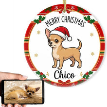 Load image into Gallery viewer, Chihuahua Christmas Ornament - Personalized Whimsical Holiday Cartoon Art Design - with Name-Christmas Ornament-Chihuahua,Christmas,Personalize Artwork-1
