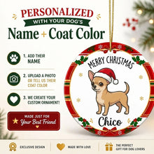 Load image into Gallery viewer, Chihuahua Christmas Ornament - Personalized Whimsical Holiday Cartoon Art Design - with Name-Christmas Ornament-Chihuahua,Christmas,Personalize Artwork-2