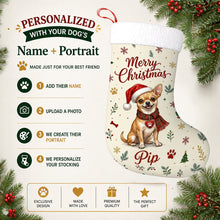 Load image into Gallery viewer, Chihuahua Christmas Stocking - Cozy Festive Wishes - Personalize with Photo and Name-Christmas Ornament-Christmas,Christmas Stocking,Personalize Artwork-2