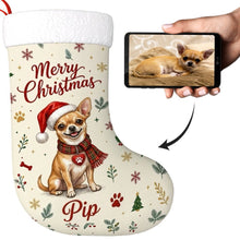 Load image into Gallery viewer, Chihuahua Christmas Stocking - Cozy Festive Wishes - Personalize with Photo and Name-Christmas Ornament-Christmas,Christmas Stocking,Personalize Artwork-1