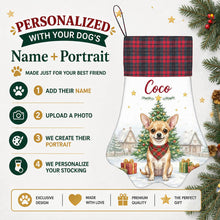 Load image into Gallery viewer, Chihuahua Christmas Stocking - Home for the Holidays - Personalize with Photo and Name-Christmas Ornament-Christmas,Christmas Stocking,Personalize Artwork-2