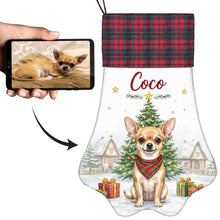 Load image into Gallery viewer, Chihuahua Christmas Stocking - Home for the Holidays - Personalize with Photo and Name-Christmas Ornament-Christmas,Christmas Stocking,Personalize Artwork-1