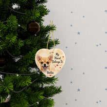 Load image into Gallery viewer, Chihuahua Dog Ornament - My Heart Belongs To Design - Personalized with Name-Christmas Ornament-Christmas,Personalize Artwork-3