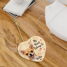 Load image into Gallery viewer, Chihuahua Dog Ornament - My Heart Belongs To Design - Personalized with Name-Christmas Ornament-Christmas,Personalize Artwork-6