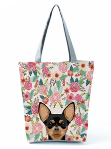 Image of a Chihuahua handbag in a most adorable Chihuahua in bloom design