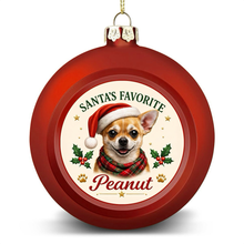 Load image into Gallery viewer, Chihuahua Ornament - Classic Red Round Shape - Santa's Favourite Design - Personalized with Name-Christmas Ornament-Chihuahua,Christmas,Personalize Artwork-4