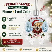 Load image into Gallery viewer, Chihuahua Ornament - Personalized Snowflake Shaped Christmas Snow Globe Design - with Name-Christmas Ornament-Chihuahua,Christmas,Personalize Artwork-2