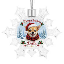 Load image into Gallery viewer, Chihuahua Ornament - Personalized Snowflake Shaped Christmas Snow Globe Design - with Name-Christmas Ornament-Chihuahua,Christmas,Personalize Artwork-4