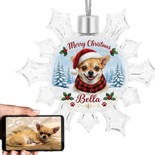 Load image into Gallery viewer, Chihuahua Ornament - Personalized Snowflake Shaped Christmas Snow Globe Design - with Name-Christmas Ornament-Chihuahua,Christmas,Personalize Artwork-1