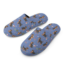 Load image into Gallery viewer, Chihuahua Slippers for Women - Flower Garden Black and Tan Chihuahua - Flannel-Accessories,Chihuahua,Dog Mom Gifts,Slippers-12