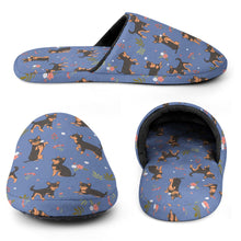 Load image into Gallery viewer, Chihuahua Slippers for Women - Flower Garden Black and Tan Chihuahua - Flannel-Accessories,Chihuahua,Dog Mom Gifts,Slippers-13