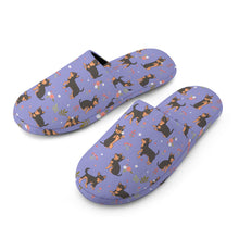Load image into Gallery viewer, Chihuahua Slippers for Women - Flower Garden Black and Tan Chihuahua - Flannel-Accessories,Chihuahua,Dog Mom Gifts,Slippers-18