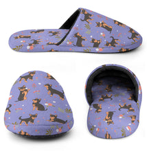 Load image into Gallery viewer, Chihuahua Slippers for Women - Flower Garden Black and Tan Chihuahua - Flannel-Accessories,Chihuahua,Dog Mom Gifts,Slippers-19