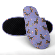 Load image into Gallery viewer, Chihuahua Slippers for Women - Flower Garden Black and Tan Chihuahua - Flannel-Accessories,Chihuahua,Dog Mom Gifts,Slippers-20