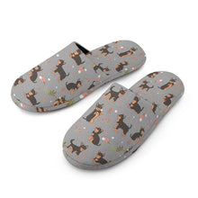 Load image into Gallery viewer, Chihuahua Slippers for Women - Flower Garden Black and Tan Chihuahua - Flannel-Accessories,Chihuahua,Dog Mom Gifts,Slippers-21