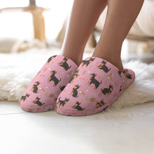 Load image into Gallery viewer, Chihuahua Slippers for Women - Flower Garden Black and Tan Chihuahua - Flannel-Accessories,Chihuahua,Dog Mom Gifts,Slippers-2